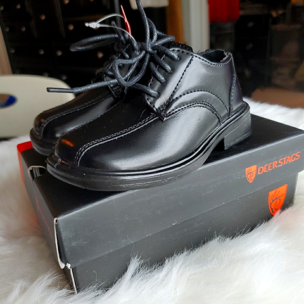 Deer stags toddler black dress shoes